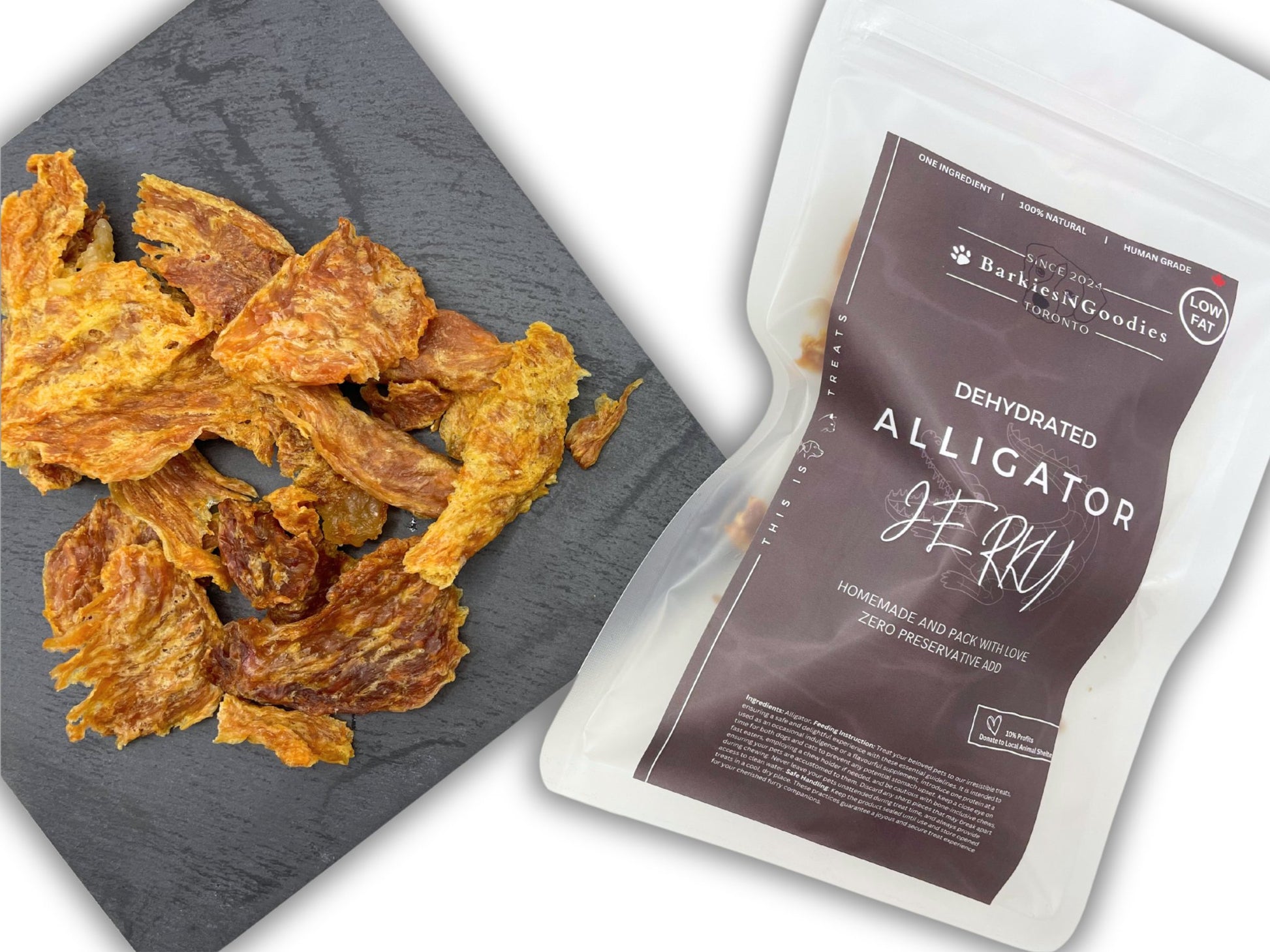 100% Natural Alligator Fillets Jerky - Air Dry | Delicious Treats for Dogs, Cats - BarkiesNGoodies