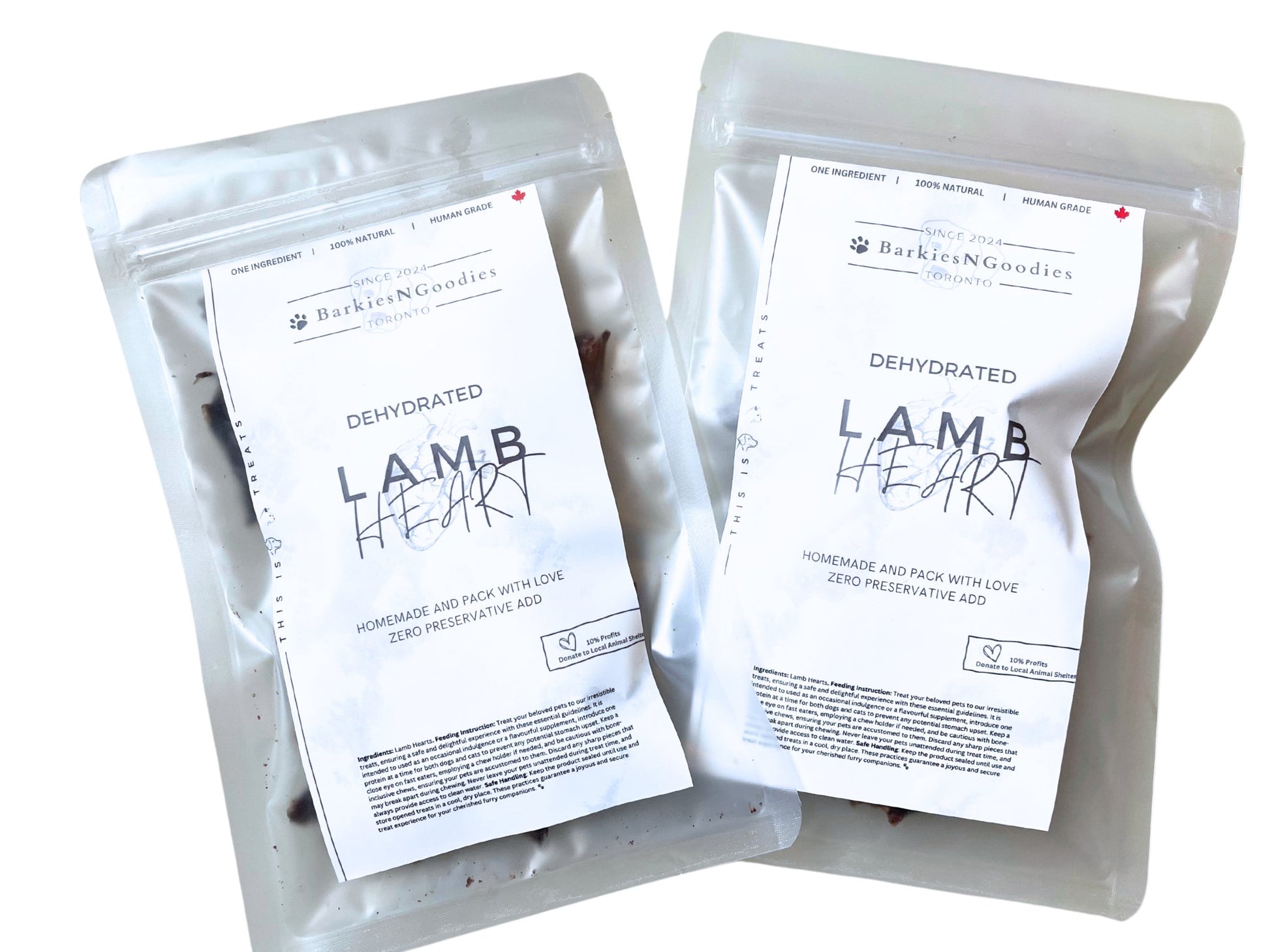 100% Natural Lamb Heart - Air Dry | Delicious Treats for Dogs, Cats - BarkiesNGoodies