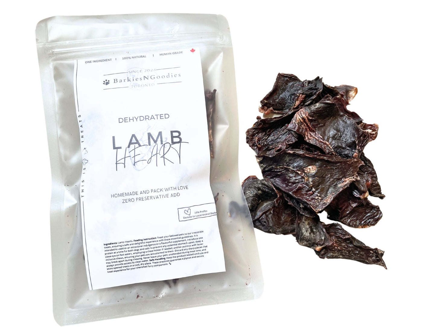 100% Natural Lamb Heart - Air Dry | Delicious Treats for Dogs, Cats - BarkiesNGoodies