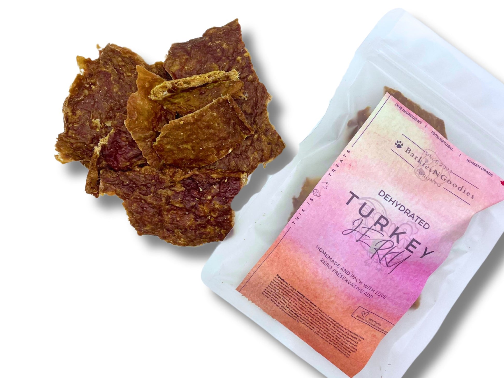 100% Natural Turkey Jerky - Air Dry | Delicious Treats for Dogs, Cats, and Small Animals - BarkiesNGoodies